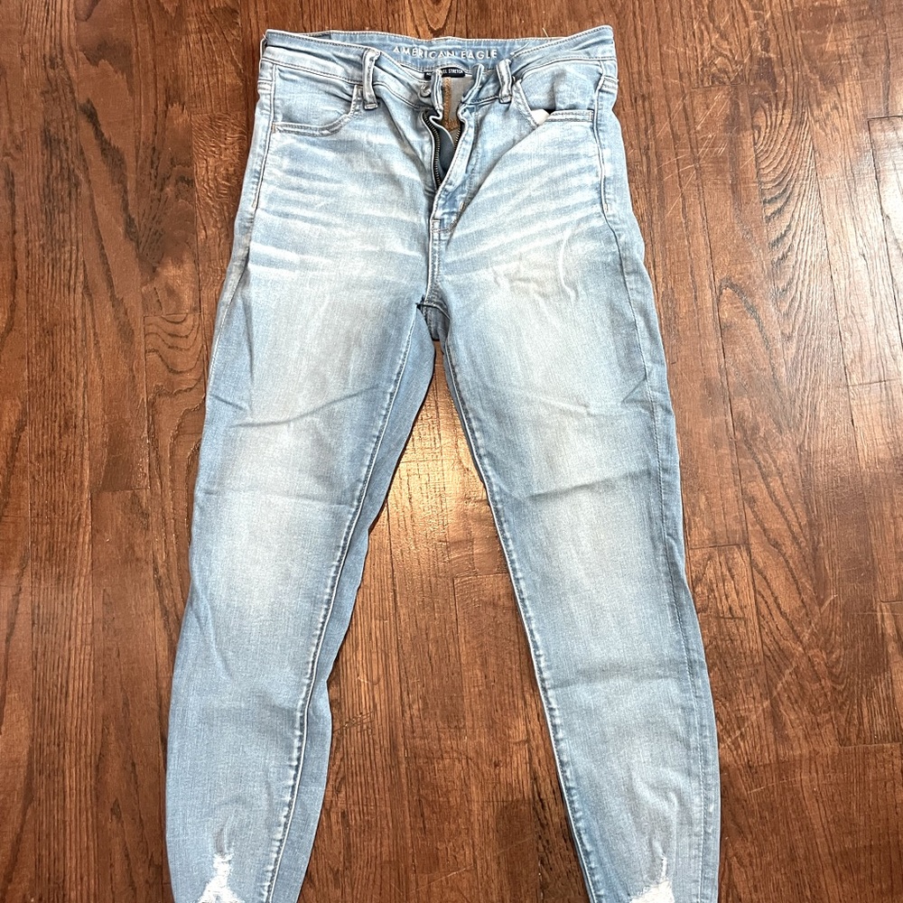 AE next level stretch super high rise jegging size 8